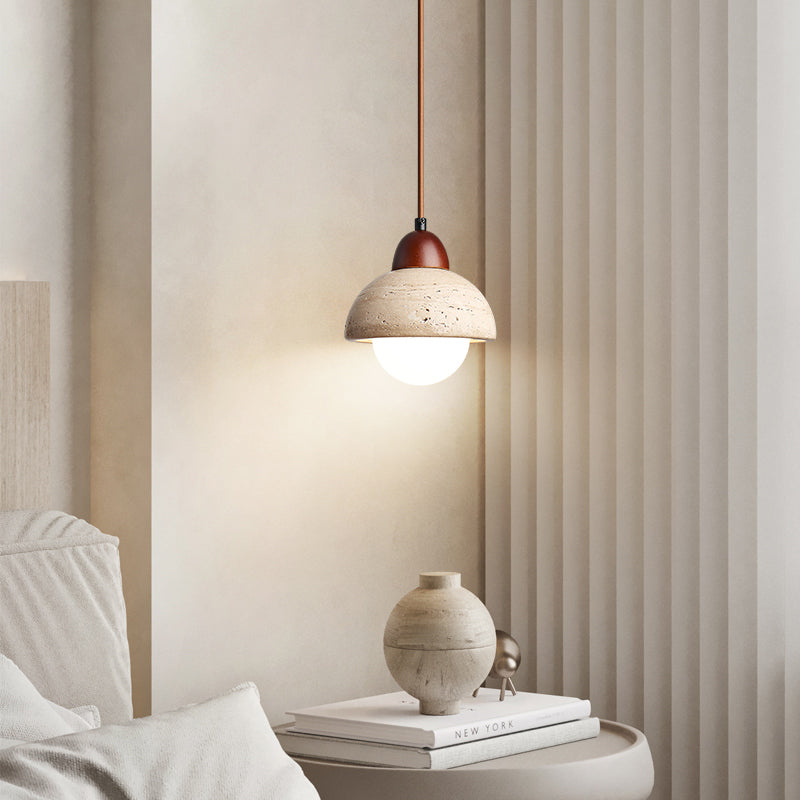 Medieval bedside chandelier hall wabi sandy wind creative cream wind yellow travertine master bedroom restaurant small chandelier lighting