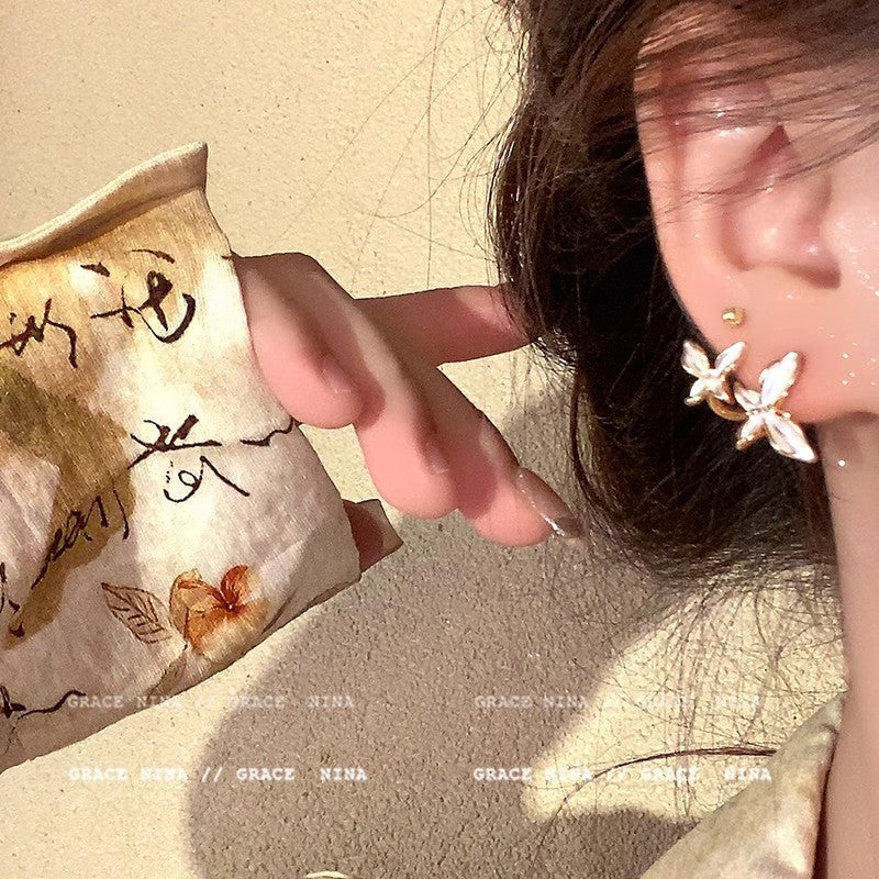 Ins style pearl earrings for women 925 silver needle niche design butterfly earrings accessible luxury high-end earrings earrings earrings