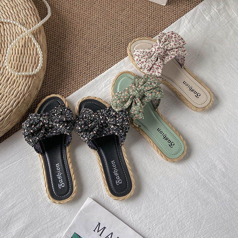 2024 new bowknot slippers - stylish women's summer beach sandals, flat flip-flops