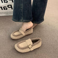 Retrofleece-lined loafers for women 2026fall and winterheattech shoes slip-on grandma soft bottom birkenstock shoes women's shoes cotton shoes