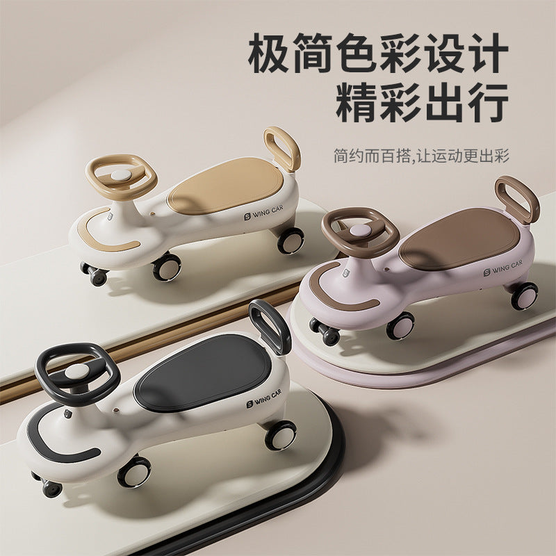 Baby, children's twisting car, anti-rollover, universal wheel, silent flash wheel, sliding, adults can take a boy and girl yo-yo car