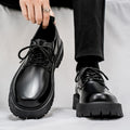 Genuine leather soft sole 5cm height increasing men's leather shoes - autumn thick sole waterproof non-slip casual men's sneakers - black formal shoes