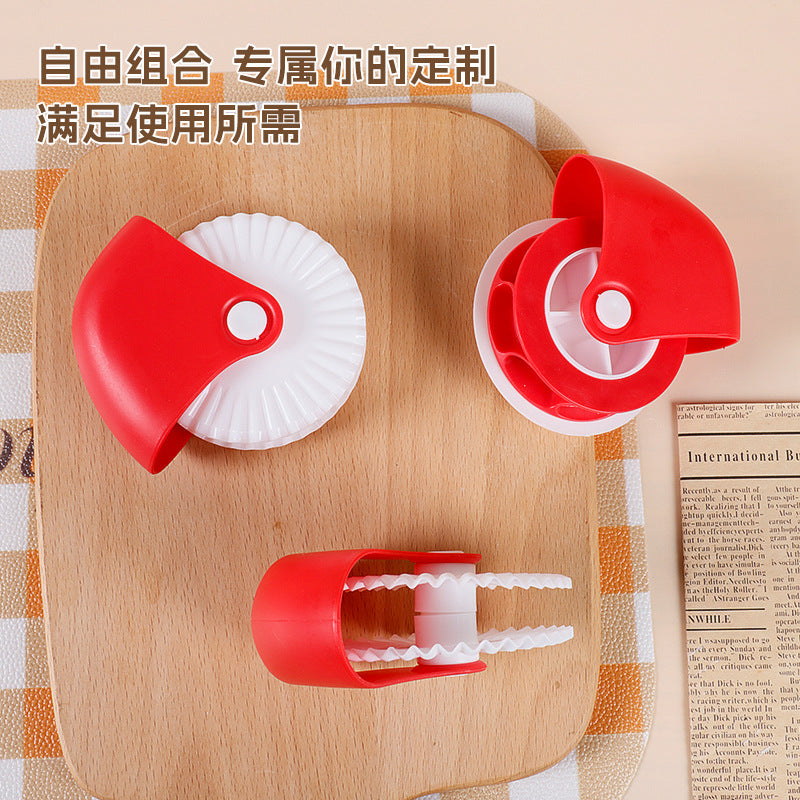 Multifunctional pastry cutting wheel pizza curling wheel roller knife manual twist wheel cutter baking tool cross-border