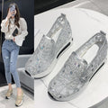 women's fashion flat heel hidden wedge mesh breathable casual flats - supports cross-border platforms and dropshipping