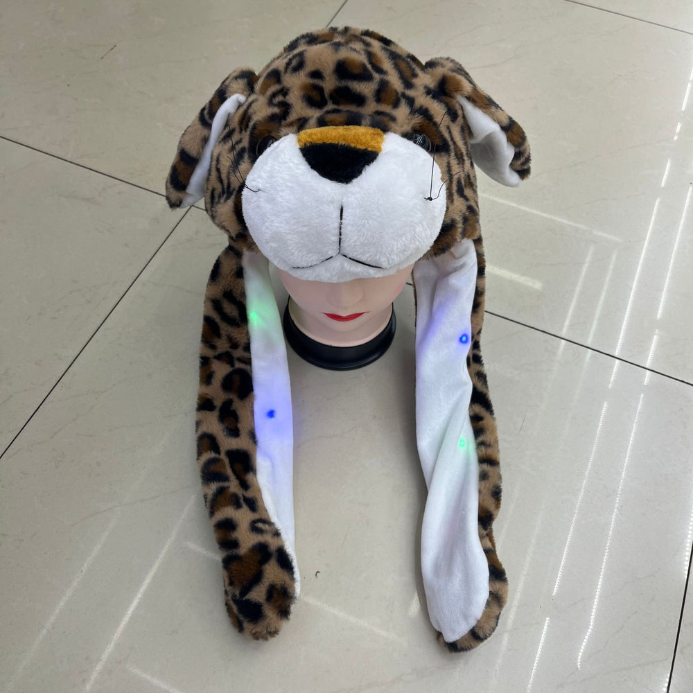 Trending plush cartoon hat with moving ears - glow-in-the-dark bunny hat for night markets - wholesale kids' and family styles
