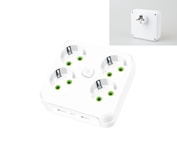 European standard smart usb + type-c fast charging power strip adapter with russian, korean, and german plugs