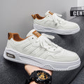 Men's spring 2026 new arrivals: versatile white casual skate shoes, low-top trendy sneakers for students, leather upper white shoes