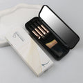 Portable 5-in-1 eye makeup brush organizer with interlocking dual-ended detail brushes for eyeshadow and makeup application