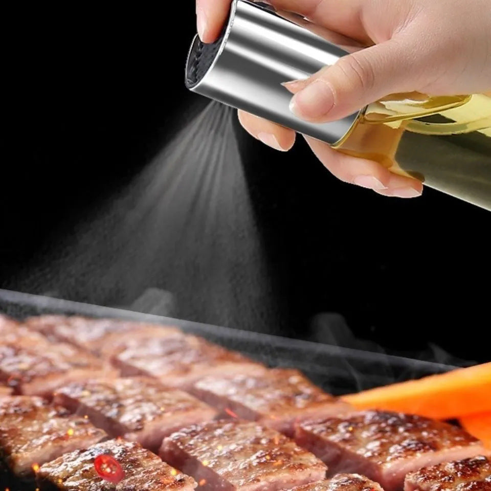 304 stainless steel oil sprayer bottle - convenient press-type oil dispenser for home bbq, glass bottle for reduced fat and oil control