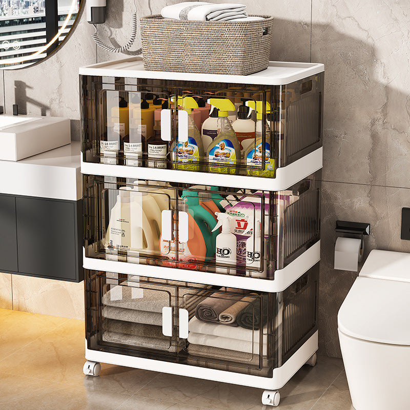 50-70 width, folding storage cabinet plastic transparent household clothes storage box children's toy storage locker