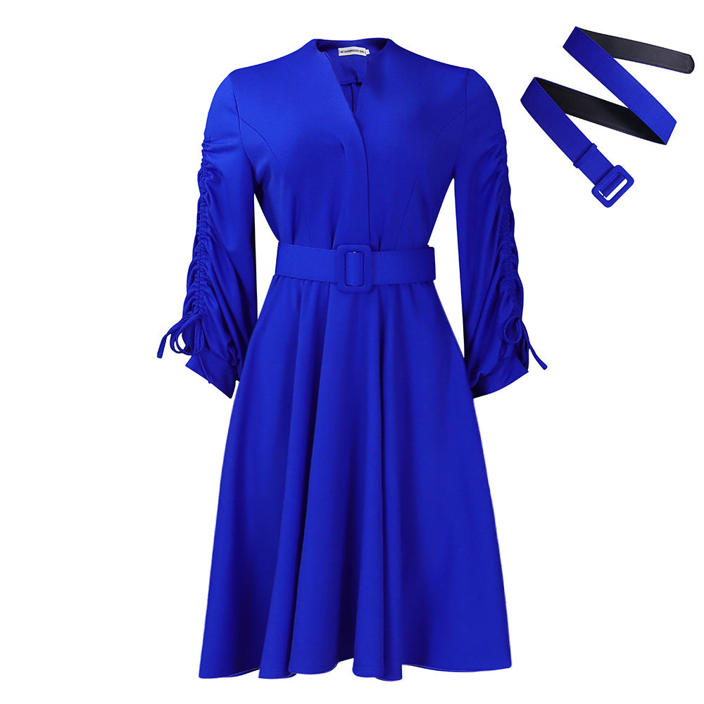 D471export women's clothing new arrivalfashionv neck drawstring pleated large skirt eleganteleganceplus size african dress