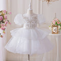 Girls' dresses flower girl wedding dresses tulle skirts children's day performance costumes hostess piano recital mid-length kids' princess dresses