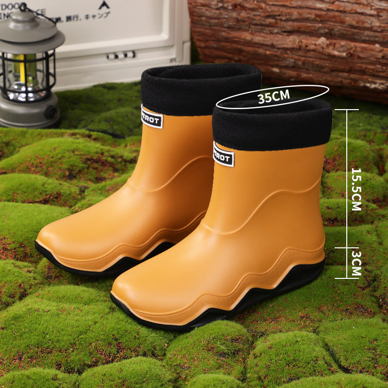 New men's waterproof and non-slip rain boots - short, kitchen work, fishing, car wash, trendy rubber overshoes