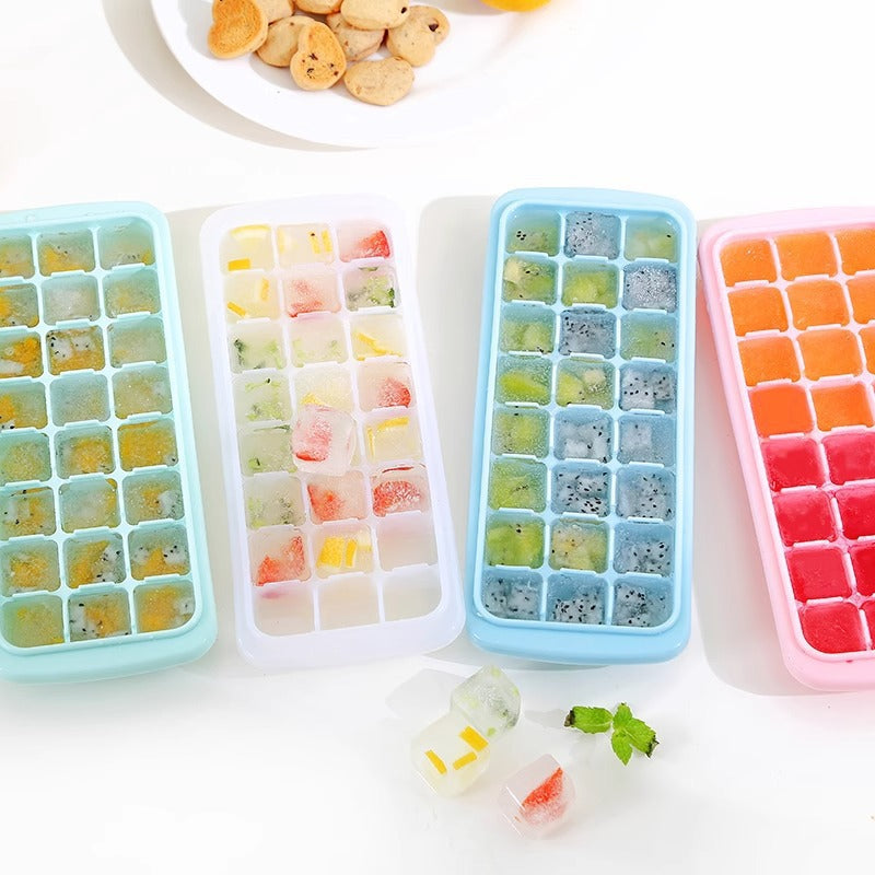 24 grids silicone ice tray ice cube ice making mold ice cube freezer frozen ice cube box making square ice box for home with lid