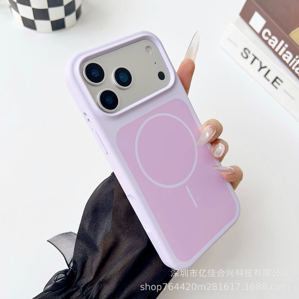 Two-color large-hole liquid magnetic suction suitable for iphone17promax mobile phone case apple 16 seconds to turn into 17 anti-fall case 13