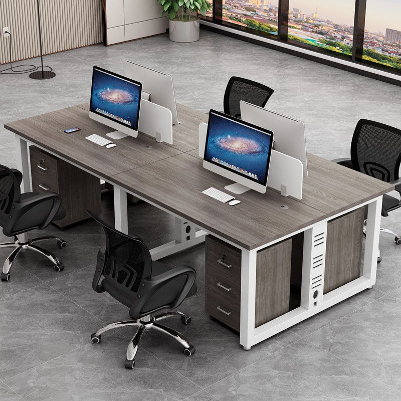 Minimalist 2/4/6 person partitioned workstation - employee computer desk and chair combo - office desk for staff