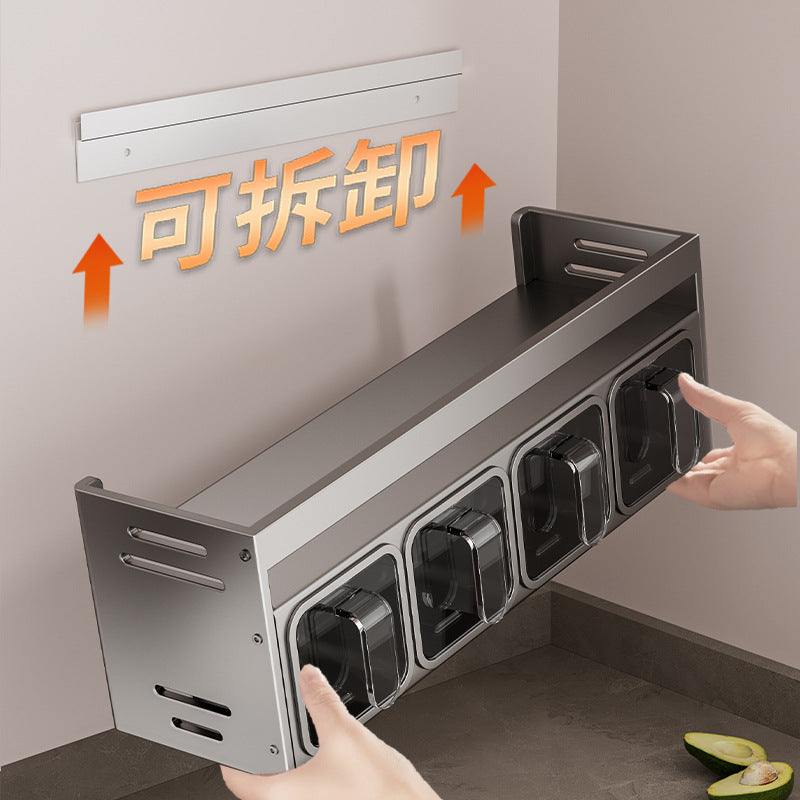Kitchen seasoning rack No punching Wall hanging Multifunctional household condiment box Jar utensils Storage shelf