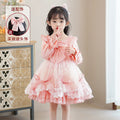 Lolita style girls' princess dress - new long sleeve satin bowknot mesh children's dress for little girls and babies