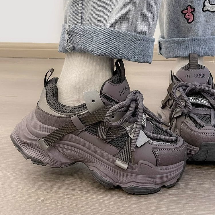 2026 new women's chunky sneakers: trendy dad shoes, platform, height increasing, slimming, versatile casual athletic shoes, lightweight student shoes