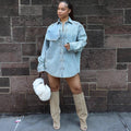 European and american cross-border women's denim jacket,  foreign trade women's clothing, loose fit patchwork design, long sleeve jacket top