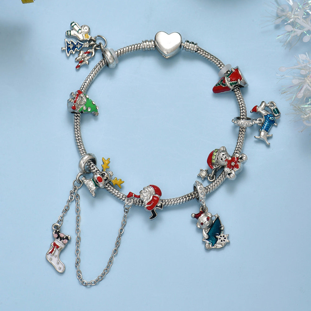 Christmas bracelet wholesale: european and american fashion trendy santa claus snowflake bell metal minimalist holiday bracelets
