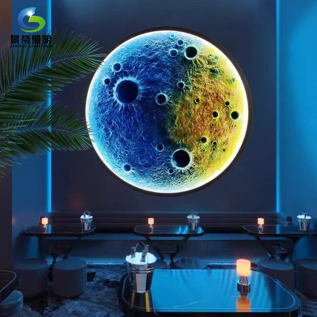 Three-dimensional relief moon lamp wall lamp living room background wall wall hanging moon lamp B & B outdoor decoration mural ambient lamp