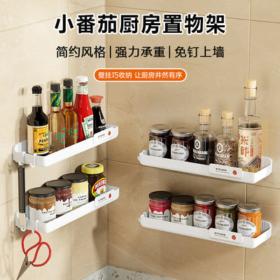Japanese-style wall-mounted kitchen organizer rack - no drilling required - multi-purpose storage for spices and condiments