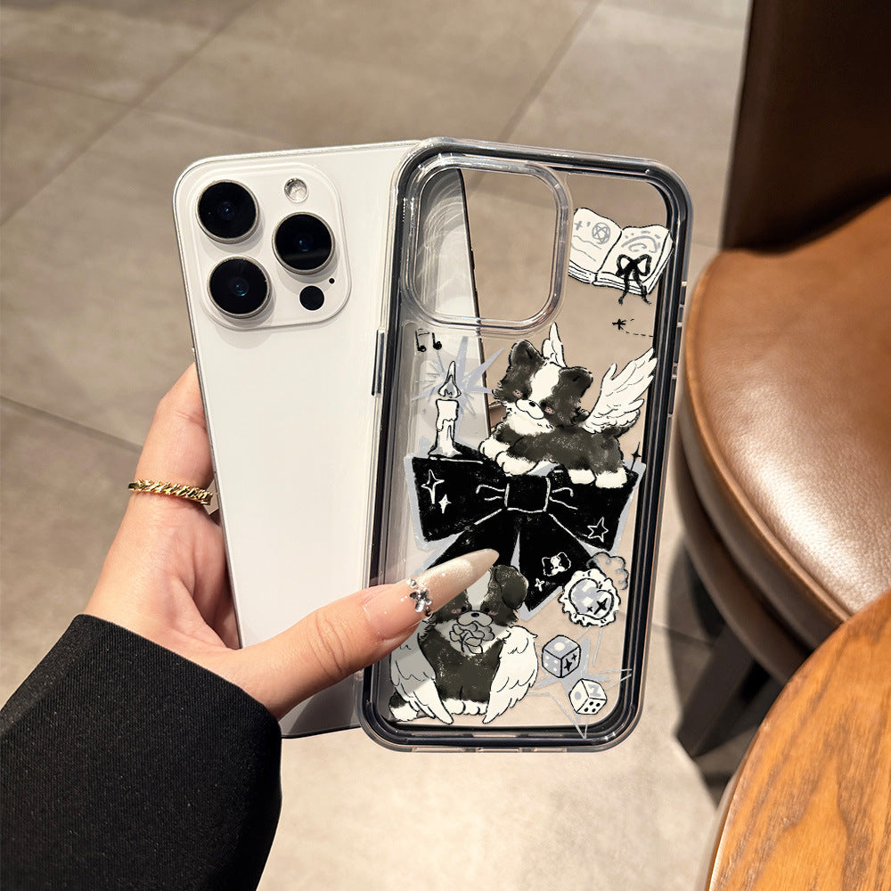 Suitable for apple 17promax gothic graffiti angel puppy phone case iphone16 cute 15/14 anti-fall