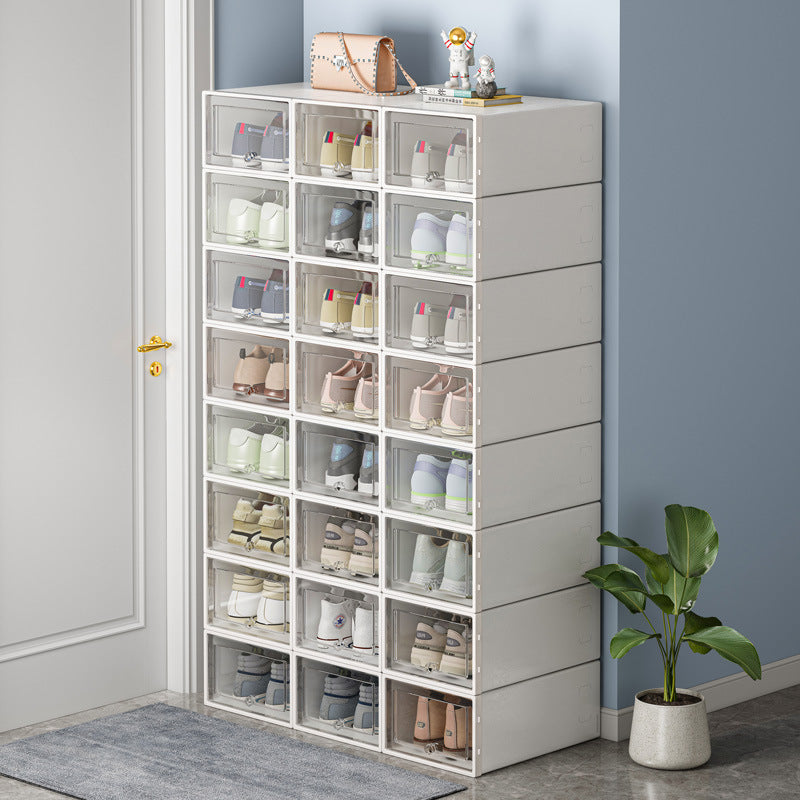 Folding shoe box household door shoe rack shoe storage box drawer type transparent shoe cabinet storage box saves space
