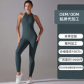 Naked zipper one-piece yoga wear sports bodysuit cut out beautiful back running fitness wear jumpsuit processing personalized
