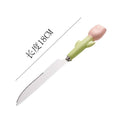 Simple 304 stainless steel kids knife, fork and spoon combination, high-looking spoon, tulip ceramic handle, steak knife
