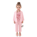 Amazon fashionfall and winternew arrivalfemale middle childsuitpure color lapel outwear with vest flower pants three-piece set
