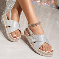 Home outwear slip-on slippers cross tie back buckle flats shoes double layer ivory white flatscasualeasiest for match