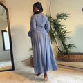 European and american women's clothing  autumn new sweet and fresh round neck long sleeve high waist slimming a-line maxi dress
