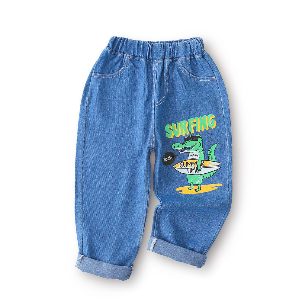 Jeans spring & fall styles for toddlers and young children,  new collection, boys' and girls' printed loose-fit casual straight-leg pants