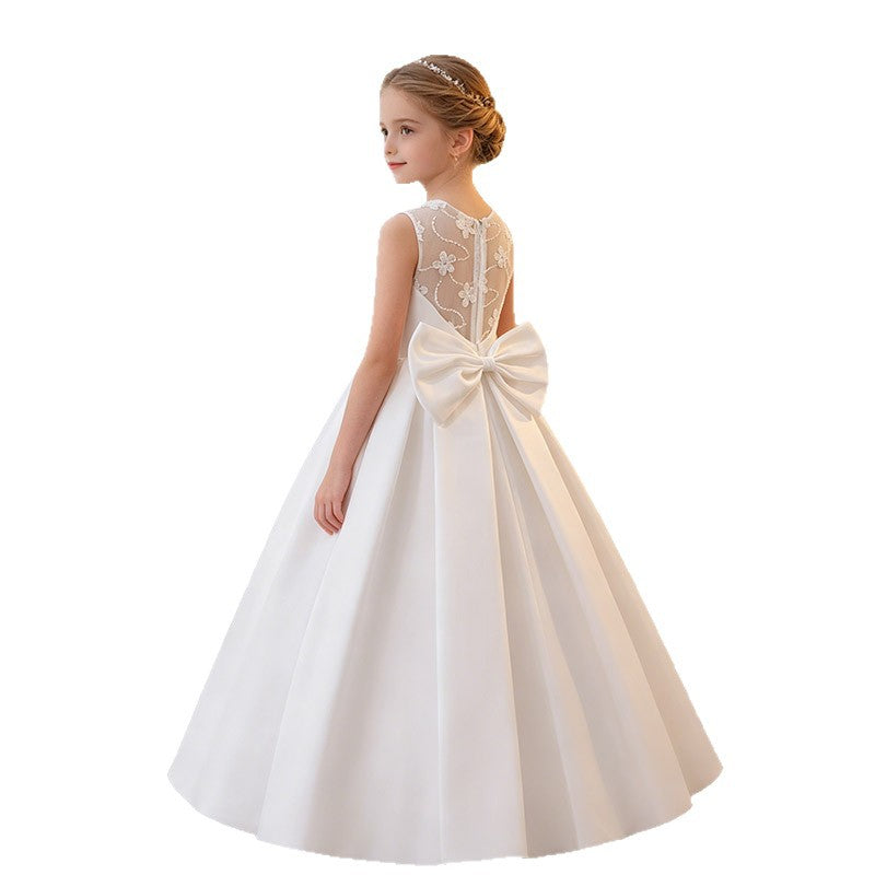 fashionable girls' evening gown, kids' birthday party princess dress, girls' vacation beach dress, summer maxi dress