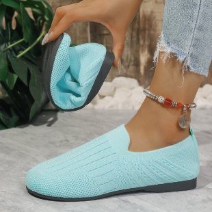 Fashionexport breathable slip-on flatsflatsflats women's cross-border wide toe plus size breathable lazy loafers