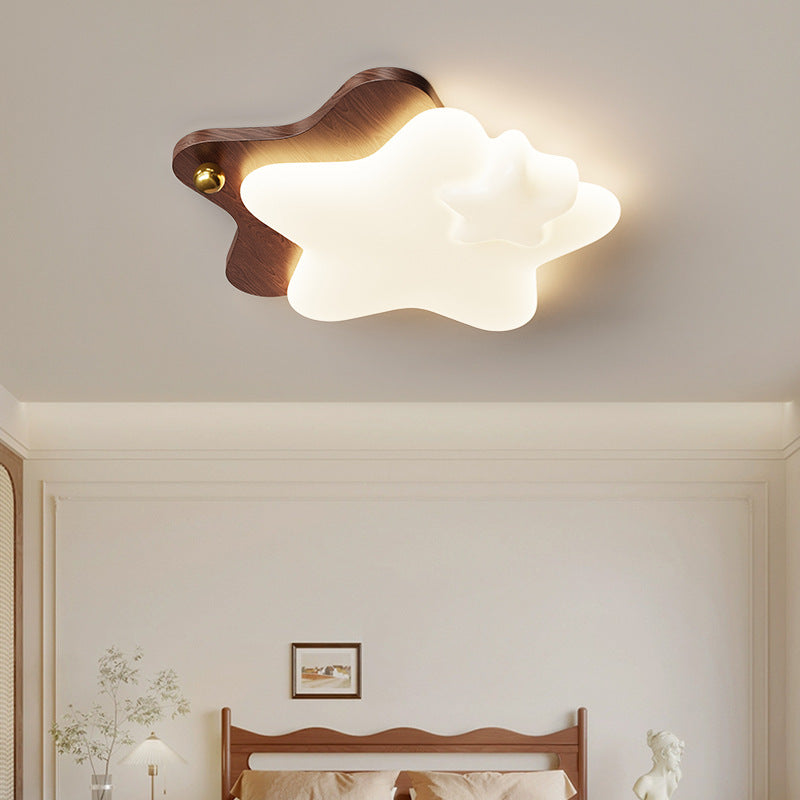 Log cream wind bedroom ceiling light simple modern new walnut pattern creative master bedroom eye protection room lighting