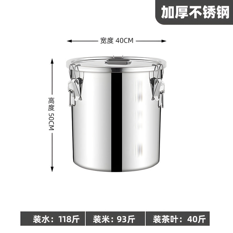 Extra thick sealed barrel 201 stainless steel rice barrel insect-proof and moisture-proof rice barrel for home rice storage barrel soup barrel flour barrel oil tank