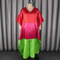 new arrival african party dress v neck pearl decoration bat sleeve contrast colorsatin robe dresses