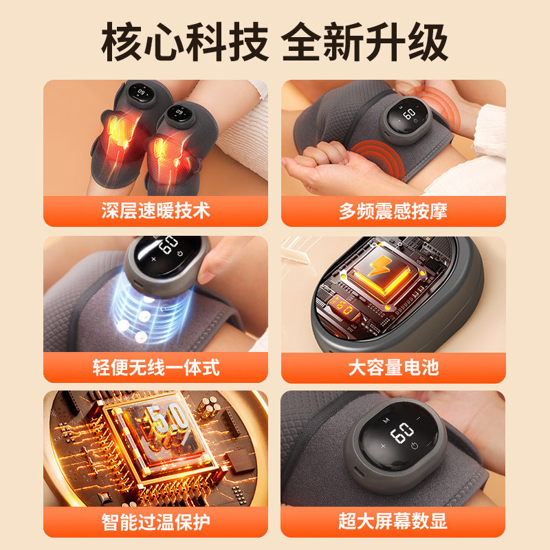 Electric heated knee massager - self-heating knee support for warmth, hot compress, cold knee relief, joint pain therapy device