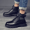 Boots men's spring 2025 new arrival high-top british style black workwear motorcycle leather boots spring & fallcasual leather shoes