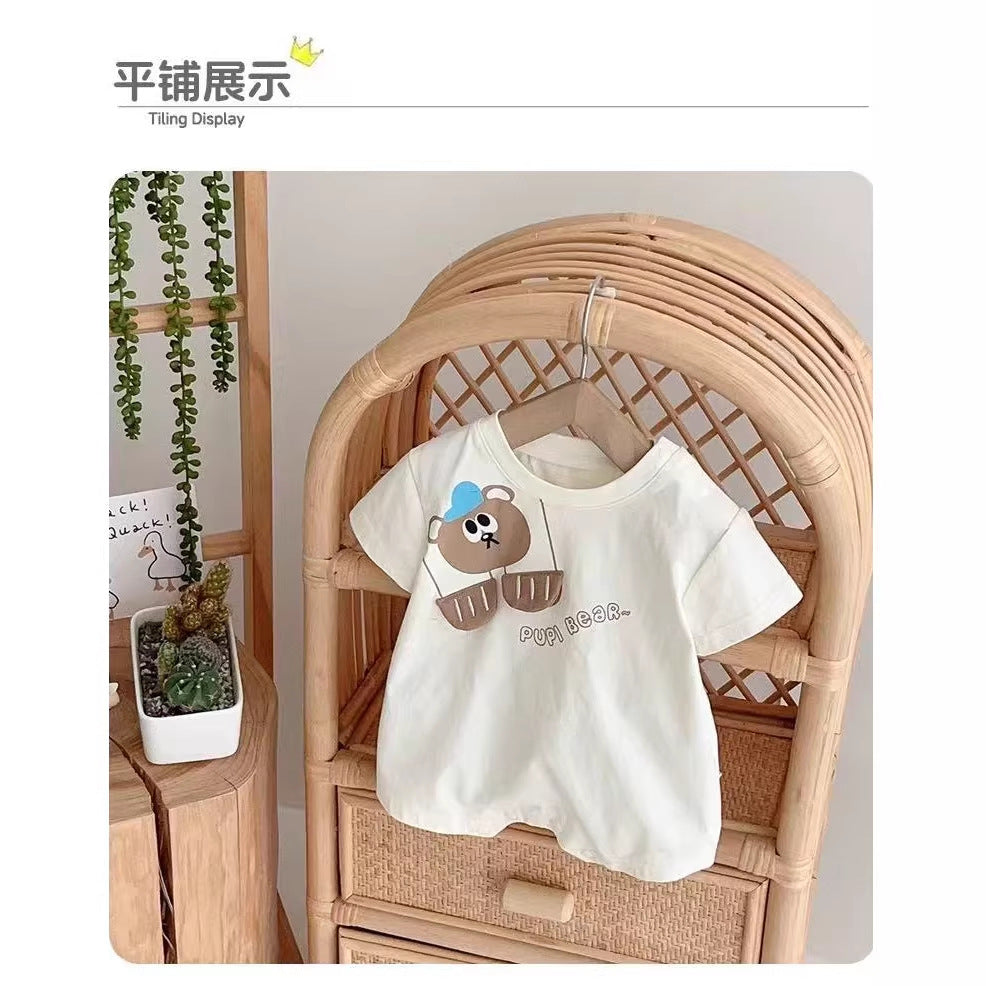 Summer cartoon short-sleeve ins style baby clothes - trendy & super cute romper, lightweight outfit for crawling and going out