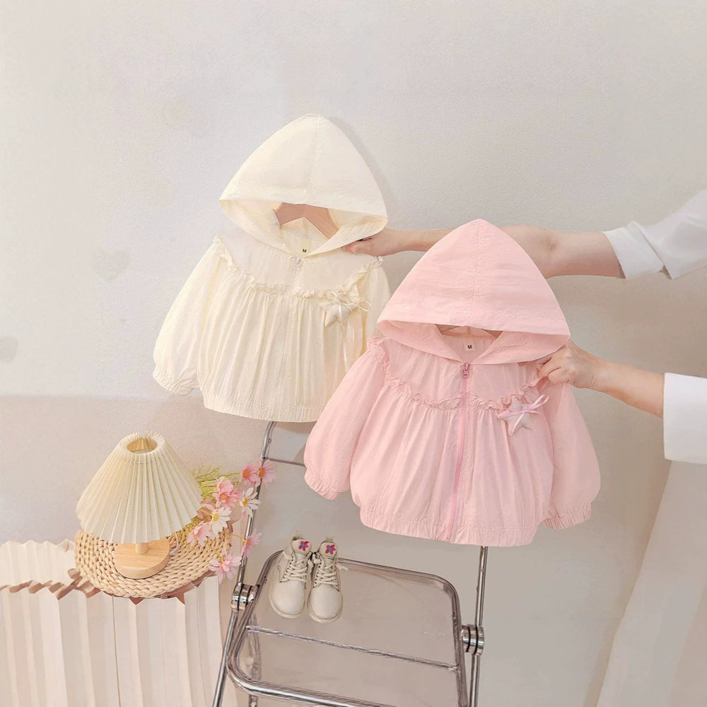 Baby girl summer lightweight outerwear, breathable air conditioning clothes for infants and toddlers, children's casual thin jacket, skin-friendly top