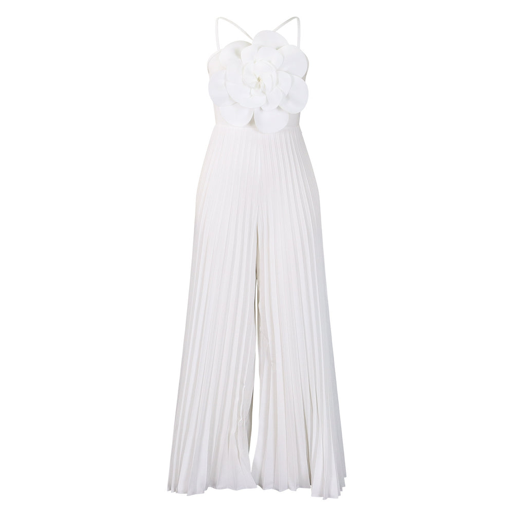 D554export women's clothing new arrivalelegantpure colorfashionsexy large flowerpure color pleated african jumpsuit
