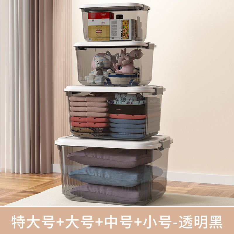 Household acrylic transparent storage box with lid, clothes storage box, household quilt sundries finishing basket wholesale