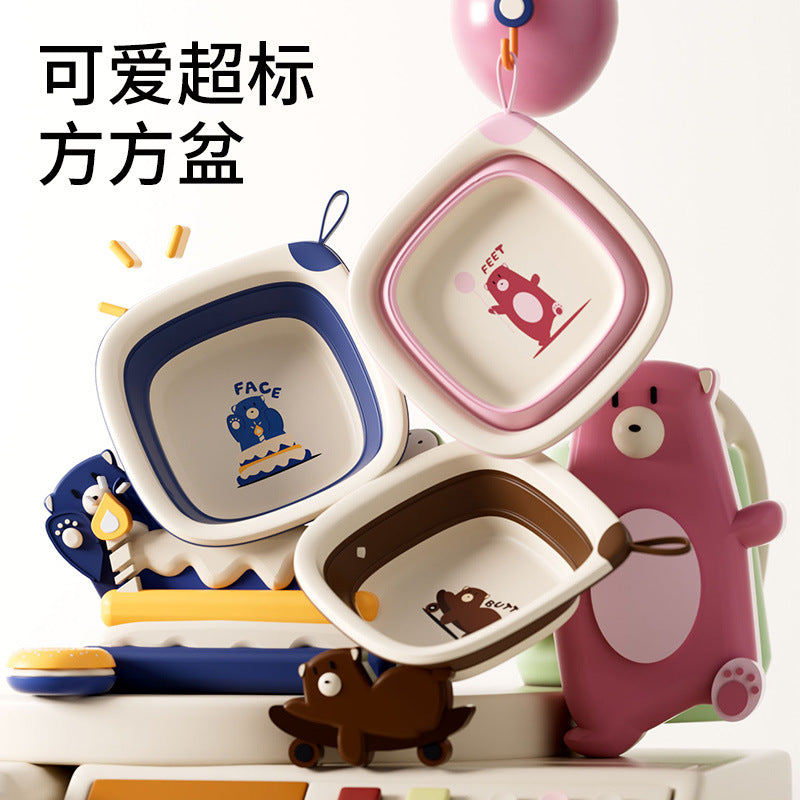 Collapsible kids' wash basin - portable newborn face wash basin - thickened plastic baby basin - household infant wash basin