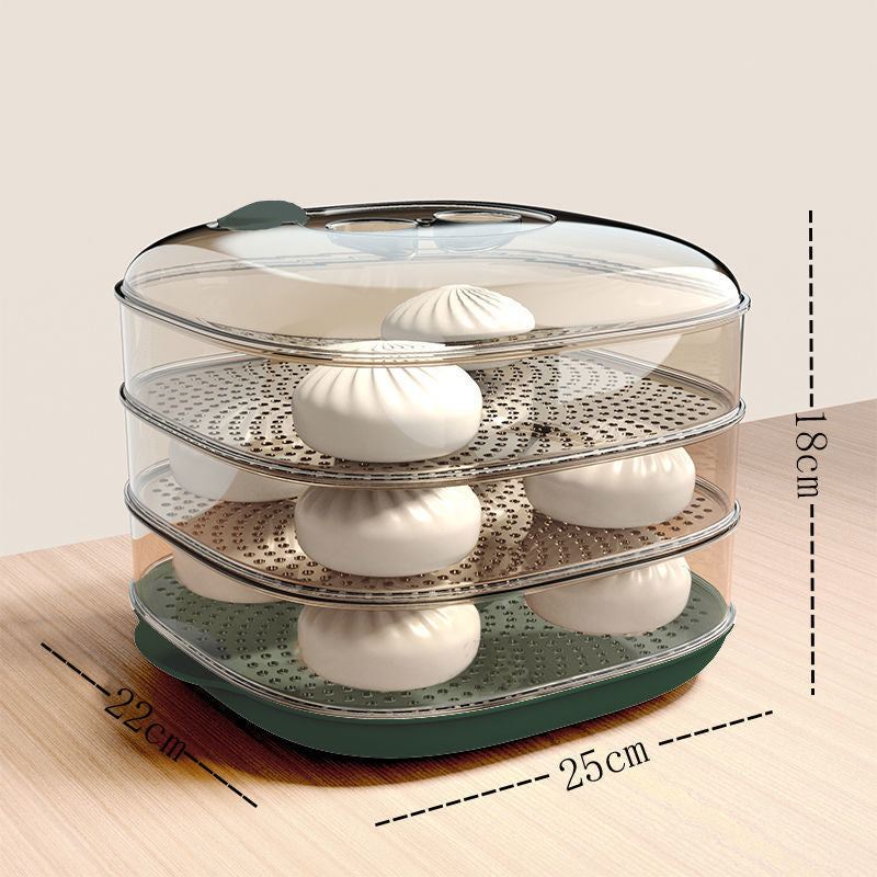 Microwave-safe steaming container - food-grade transparent steamer for hot steamed buns, multi-purpose hot dish keeper with lid for home use