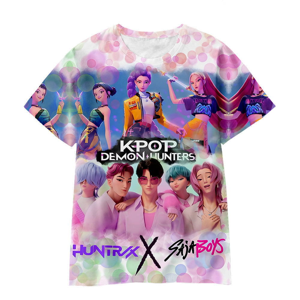 Witcher boy group 3d digital printing cross-border overseas casual loosefashion t-shirt k-pop girls t-shirt