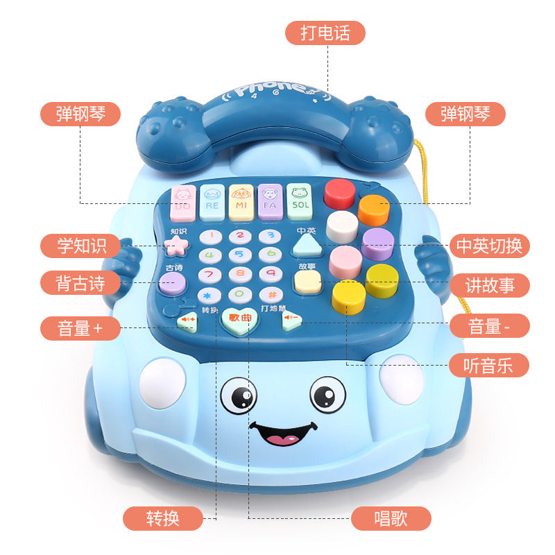 Infant & toddler light & sound telephone toy - educational & early learning pull-along toy for boys & girls